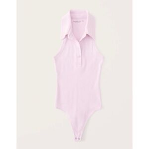 Abercrombie & Fitch Ribbed Polo Sleeveless Bodysuit Lavender